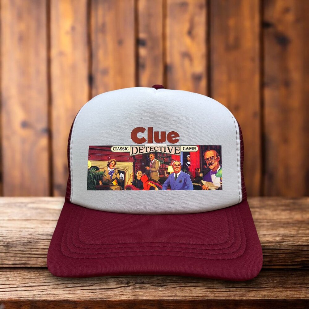 Clue Mens Trucker Hat Black Snapback Hasbro Board Game 1949 Vintage Logo Cap